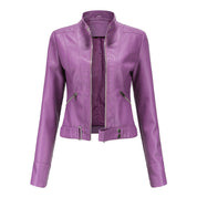 Mille - Sophisticated Leather Jacket Dark Violet