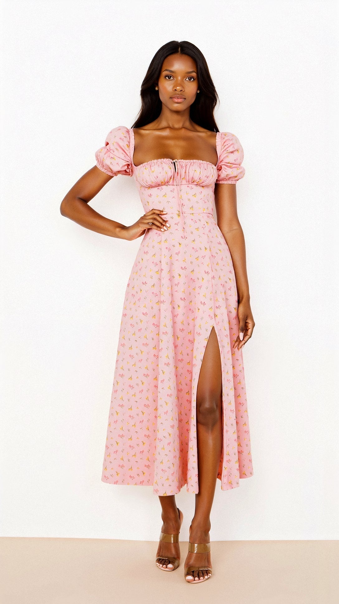 Square Neckline Daniela Midi Dress