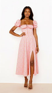 Square Neckline Daniela Midi Dress