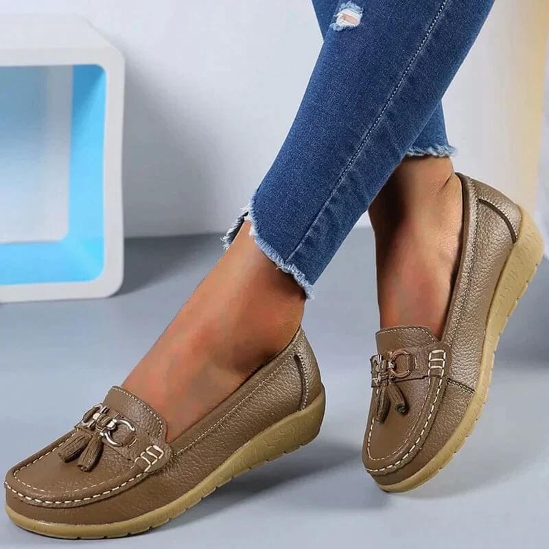 Lærke - Leather Slippers Brown