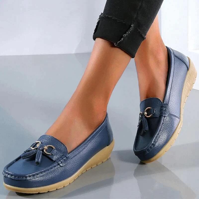 Lærke - Leather Slippers Dark Blue