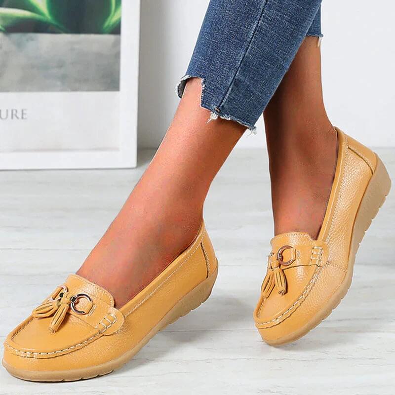 Lærke - Leather Slippers Yellow