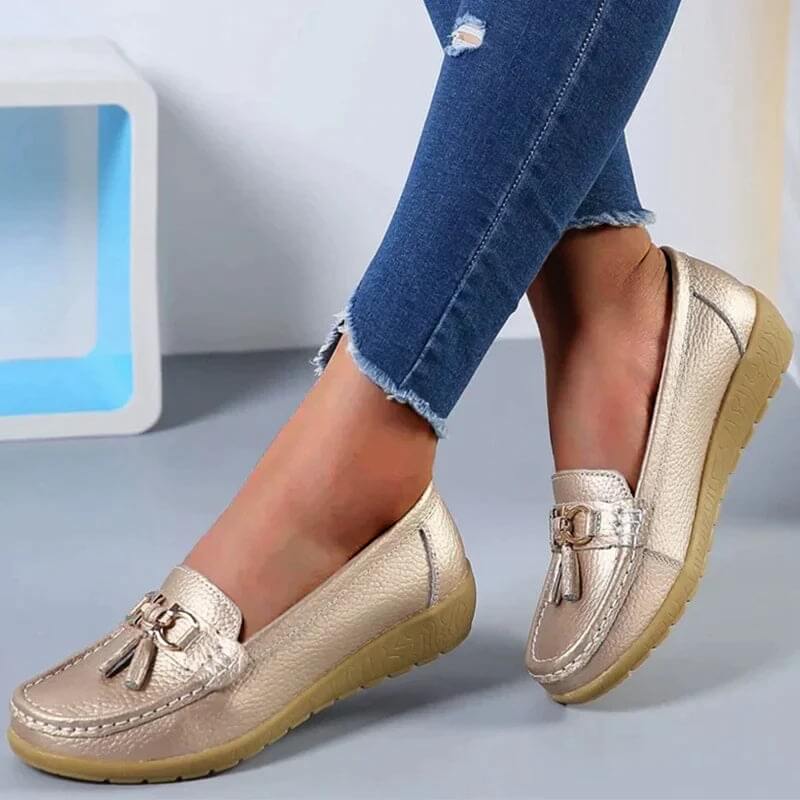 Lærke - Leather Slippers Gold