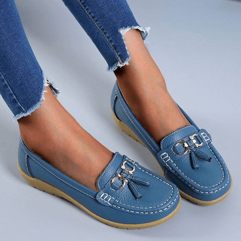 Lærke - Leather Slippers Light Blue