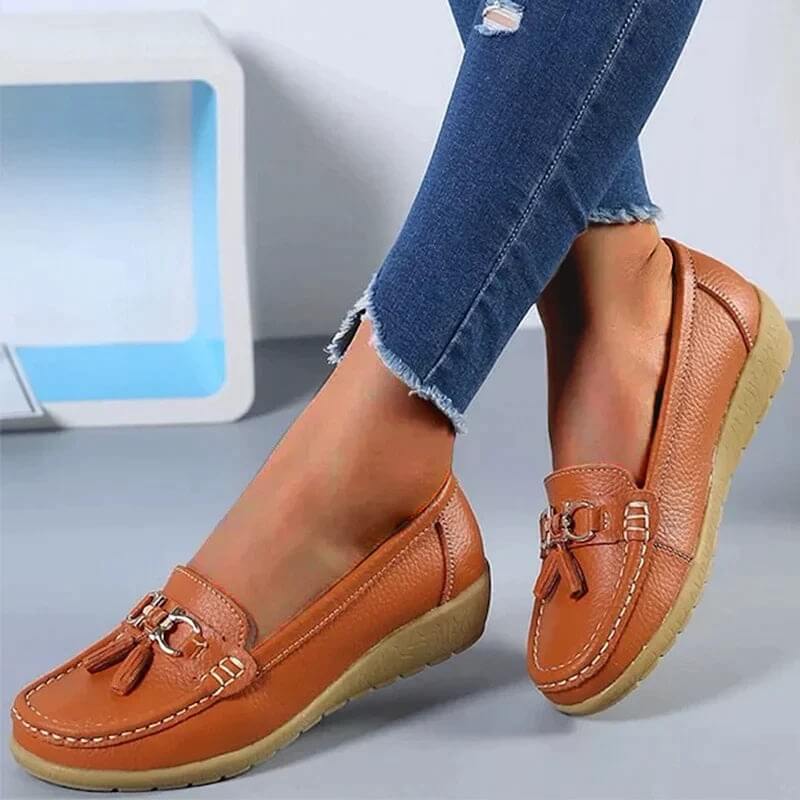 Lærke - Leather Slippers Orange