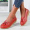 Lærke - Leather Slippers Red