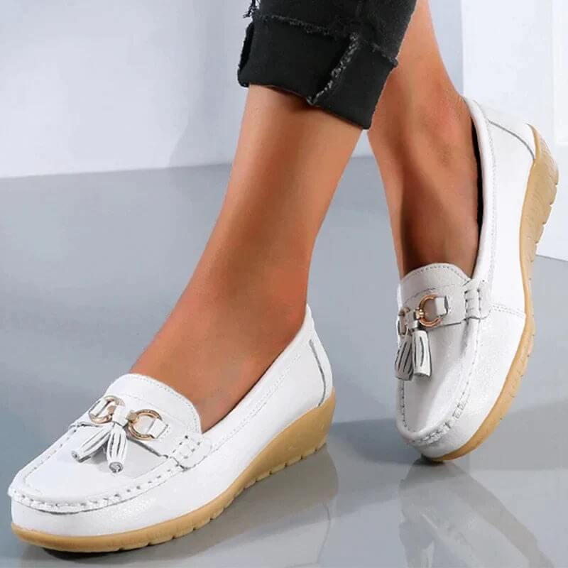 Lærke - Leather Slippers White