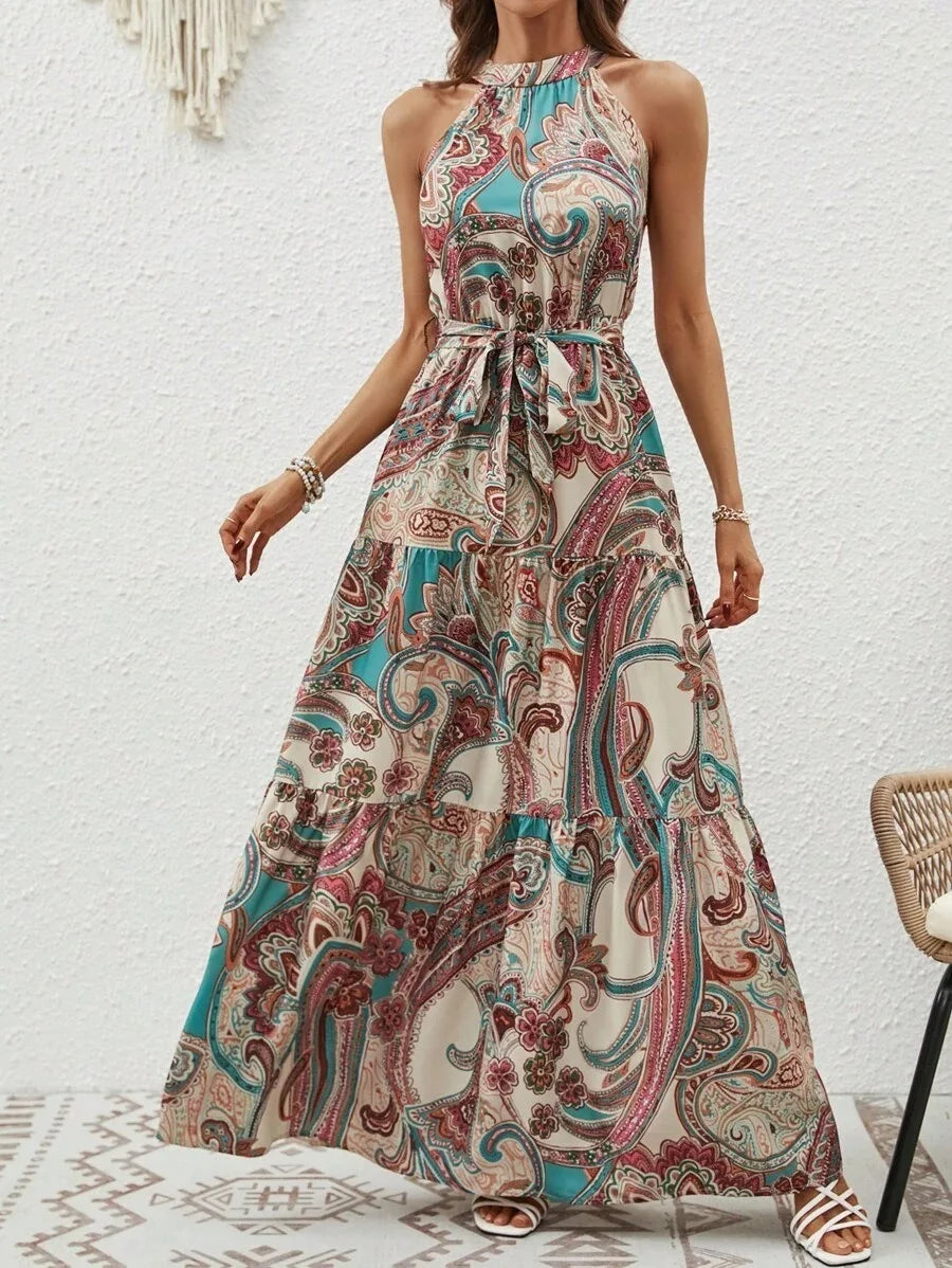 Philine - Retro Halterneck Maxi Dress