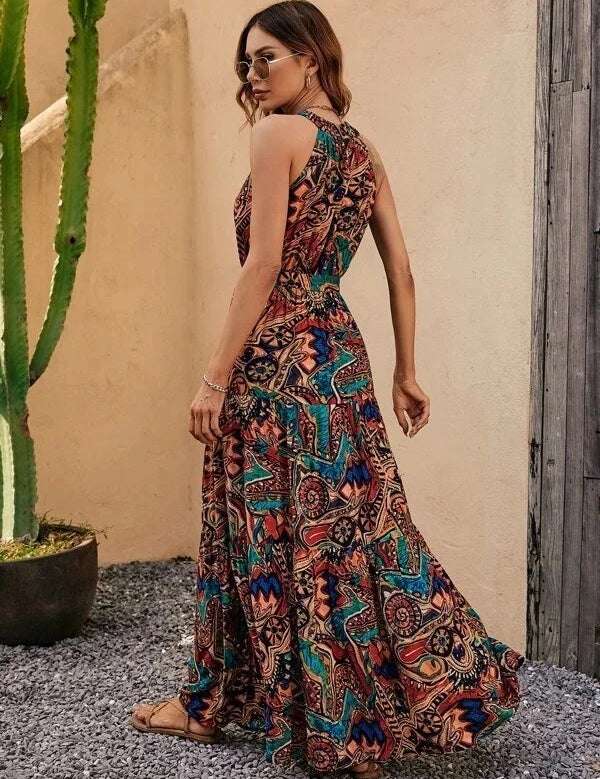 Philine - Retro Halterneck Maxi Dress