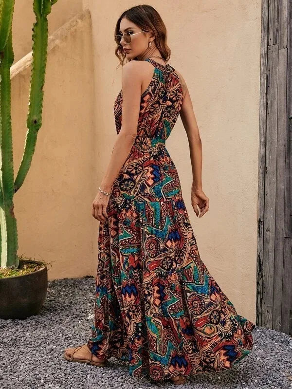 Philine - Retro Halterneck Maxi Dress