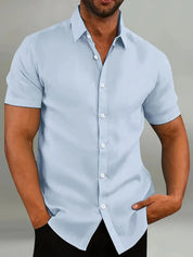 Fritz Short Sleeve Button-Up Shirt Light Blue