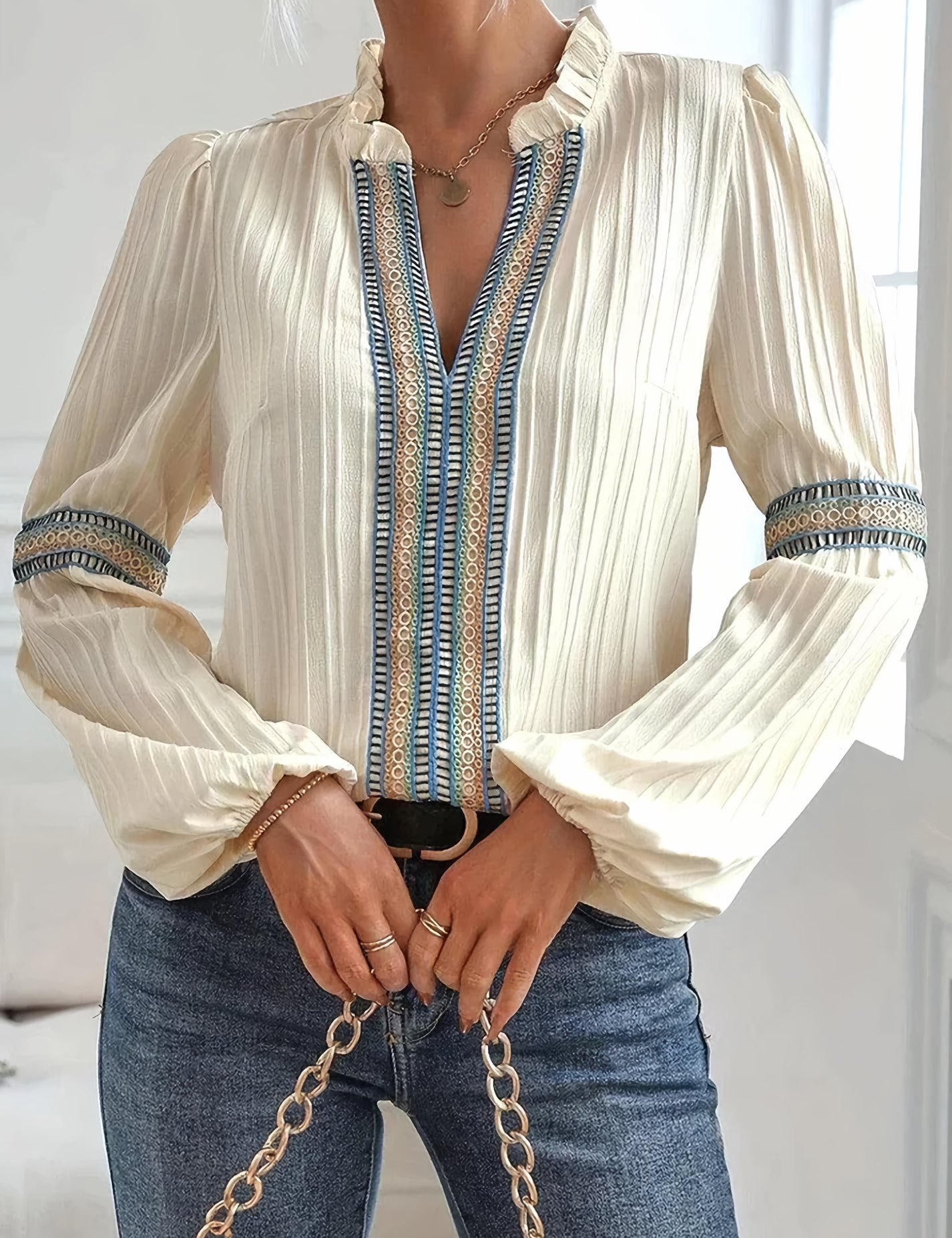 Johanna - Loose Fit Lace Blouse White