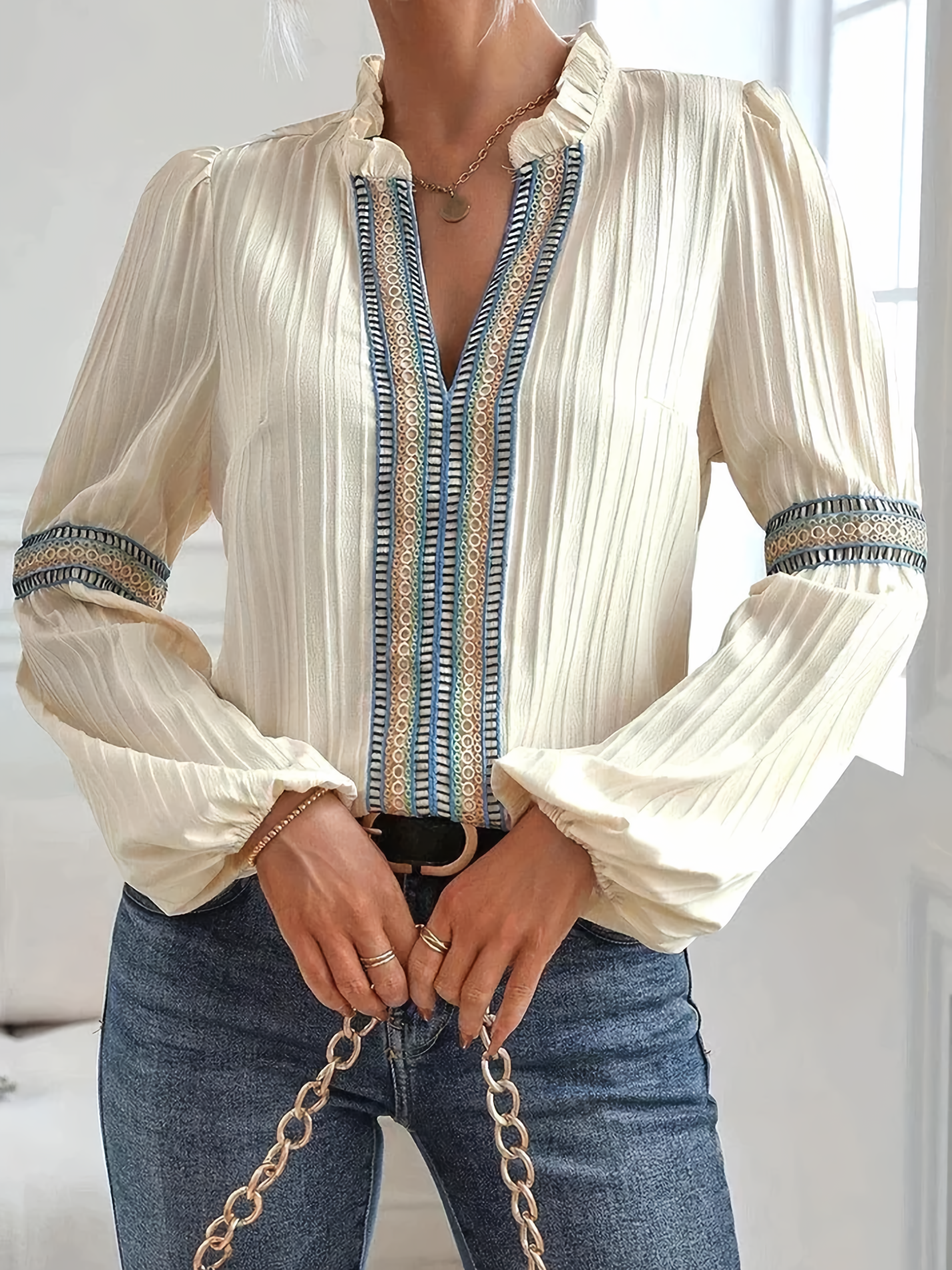 Johanna - Loose Fit Lace Blouse White