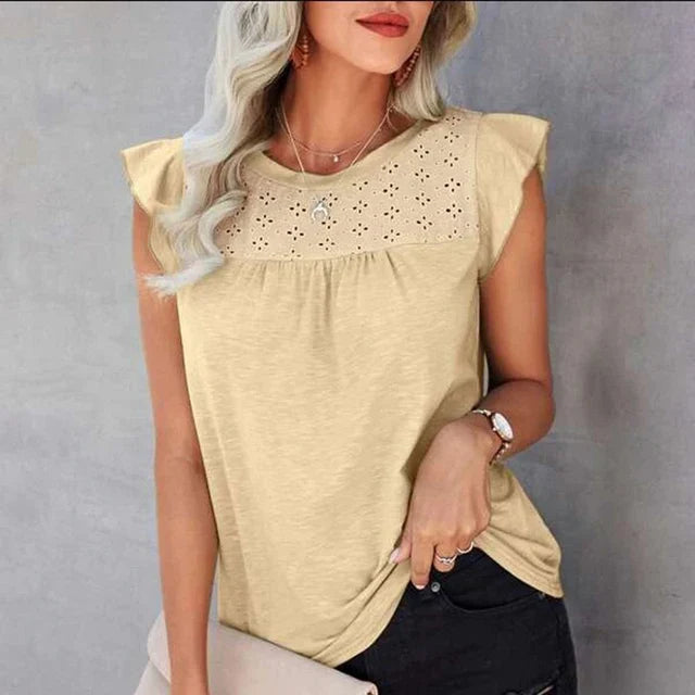 Emely Frill Sleeve Blouse Khaki