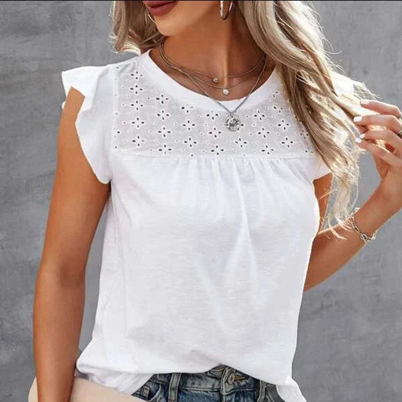 Emely Frill Sleeve Blouse White