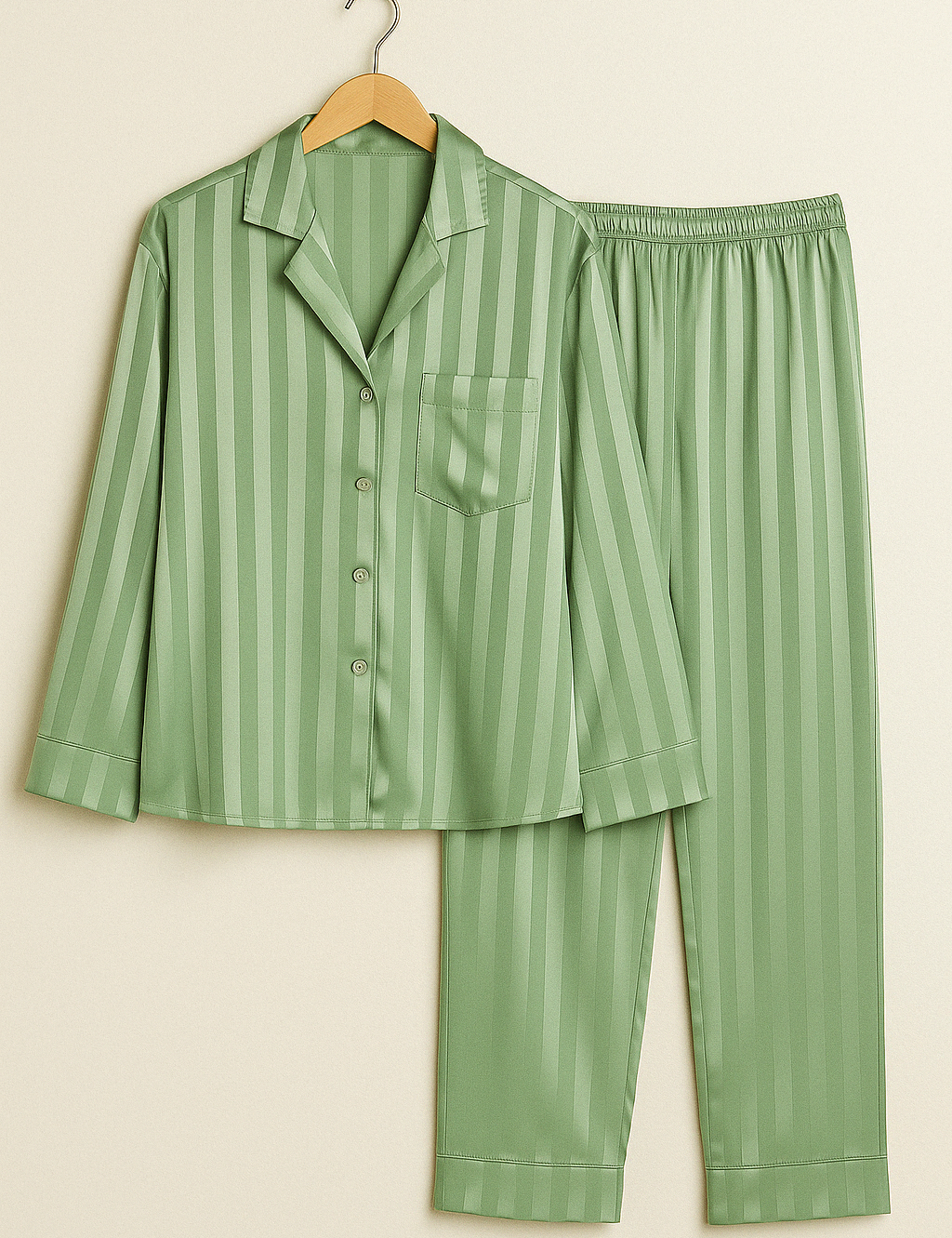 Christabel Striped Sleepwear Set for Ultimate Comfort and Style Green