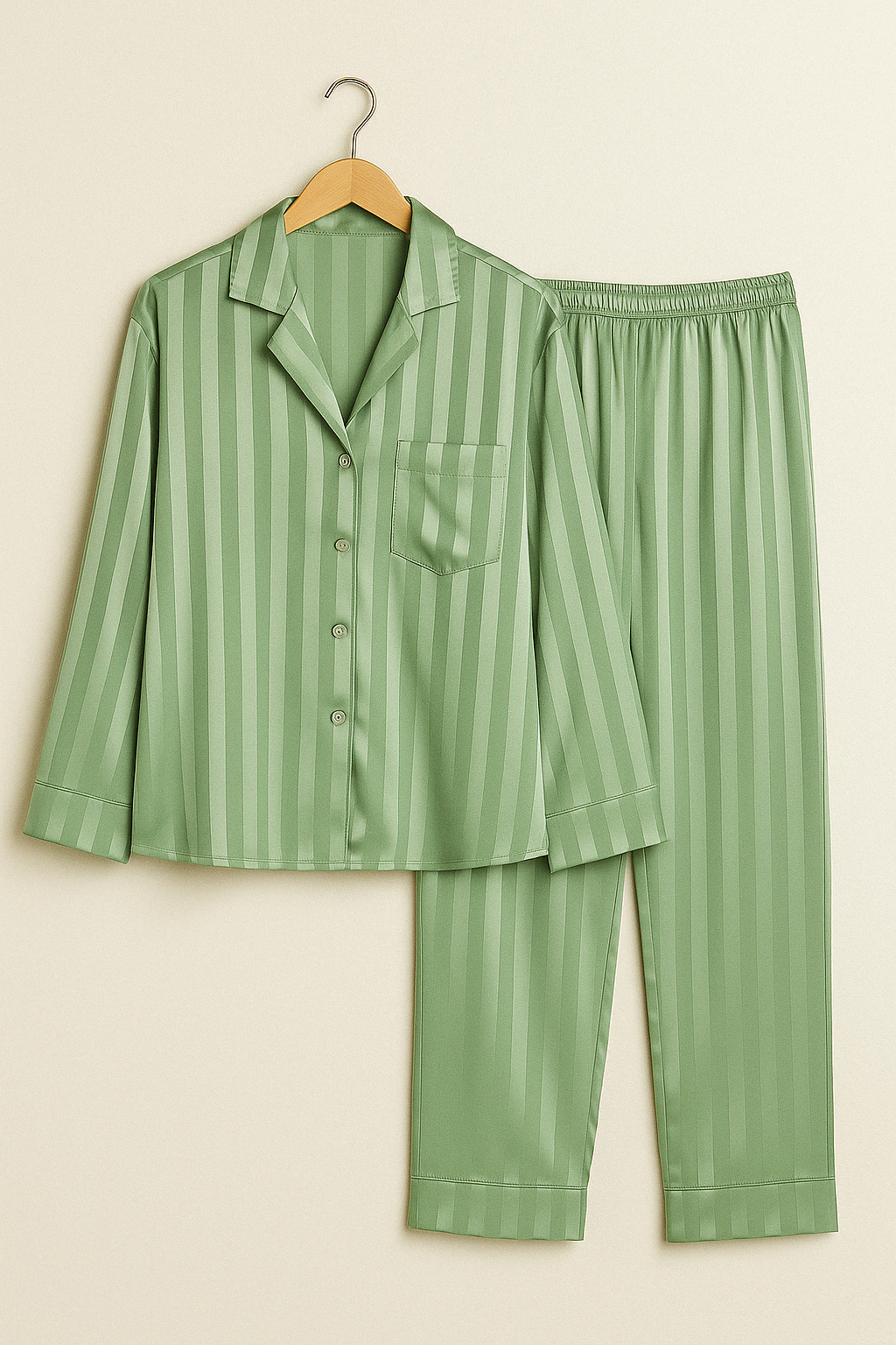 Christabel Striped Sleepwear Set for Ultimate Comfort and Style Green