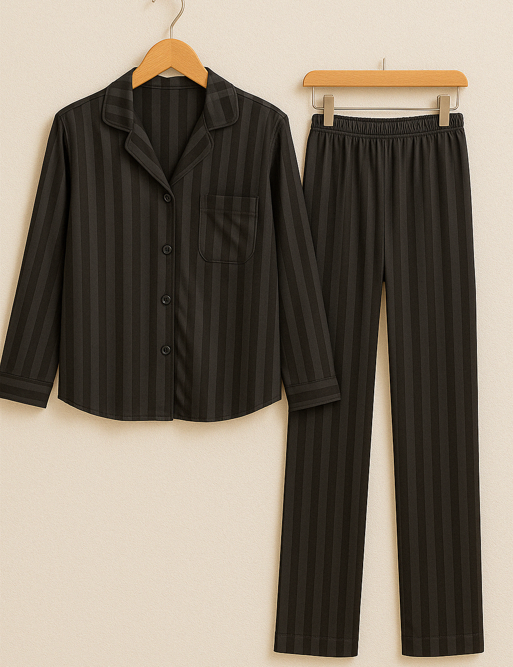 Christabel Striped Sleepwear Set for Ultimate Comfort and Style Black