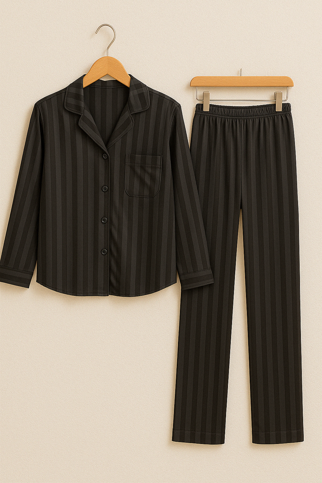 Christabel Striped Sleepwear Set for Ultimate Comfort and Style Black