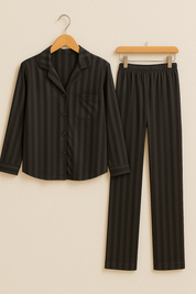 Christabel Striped Sleepwear Set for Ultimate Comfort and Style Black