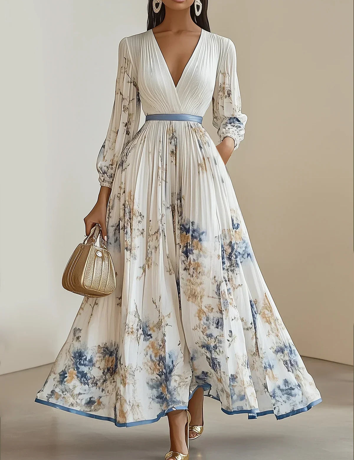 Floral Dress With Flowing Silhouette For Timeless Elegance - New Family Finds