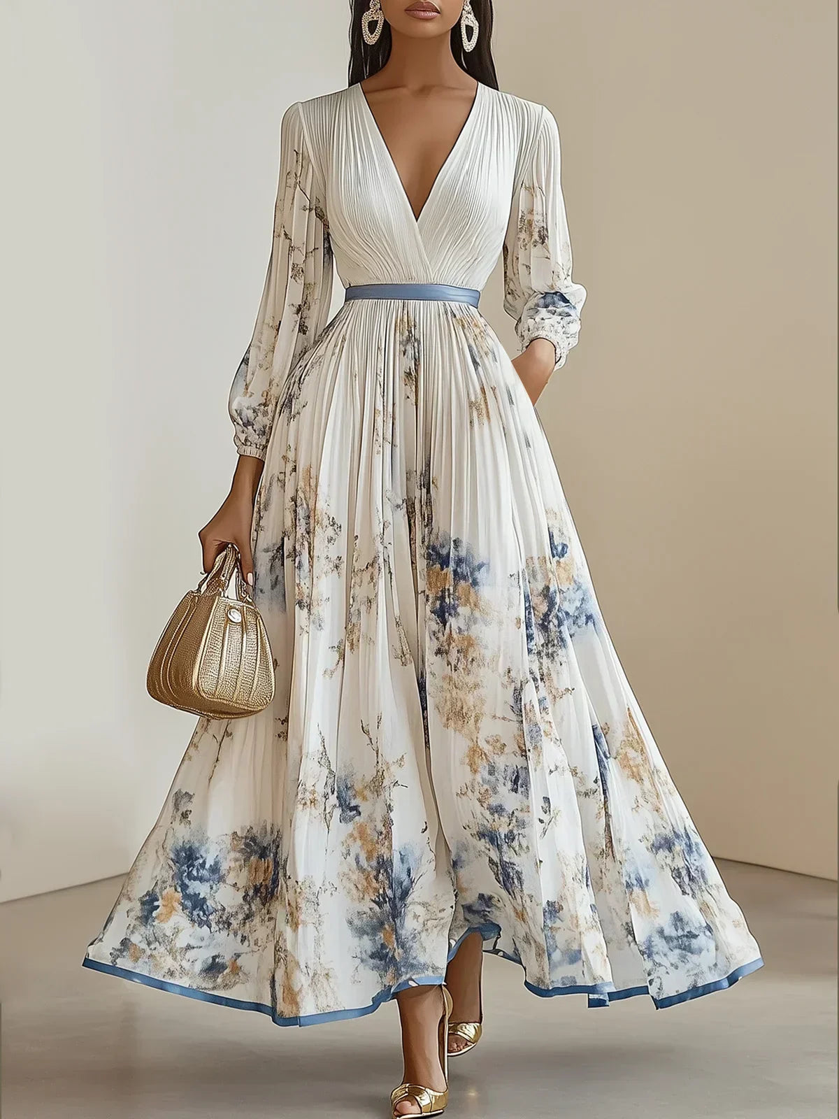 Floral Dress With Flowing Silhouette For Timeless Elegance - New Family Finds