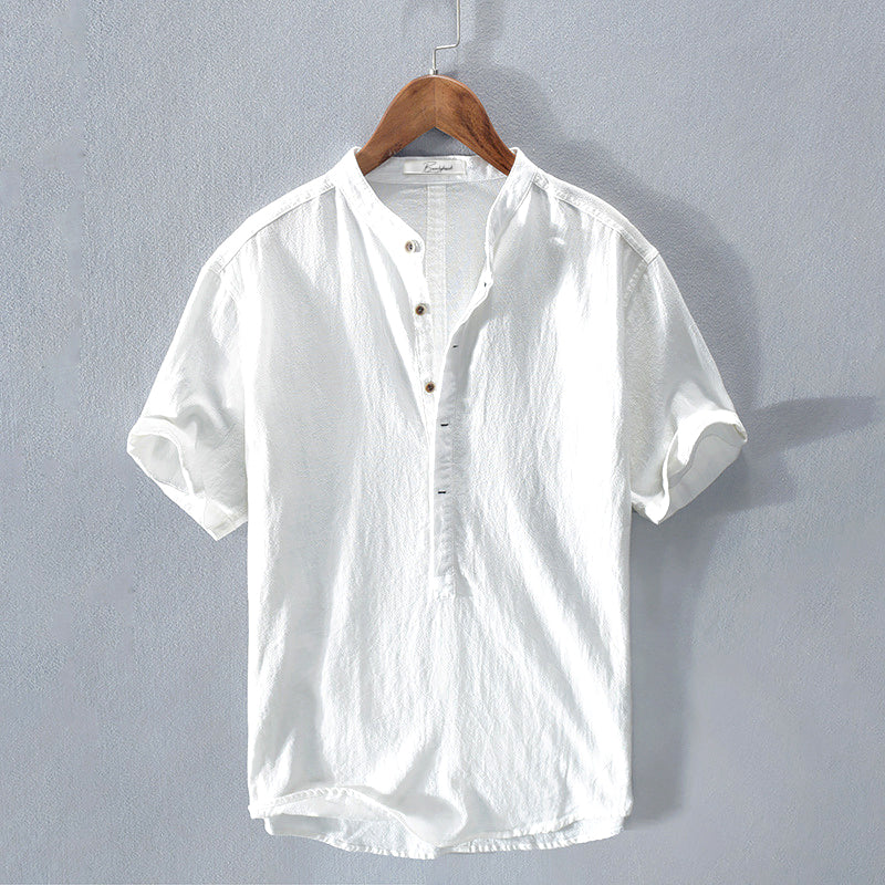 Marcel Stand-Up Collar Shirt White