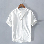 Marcel Stand-Up Collar Shirt White