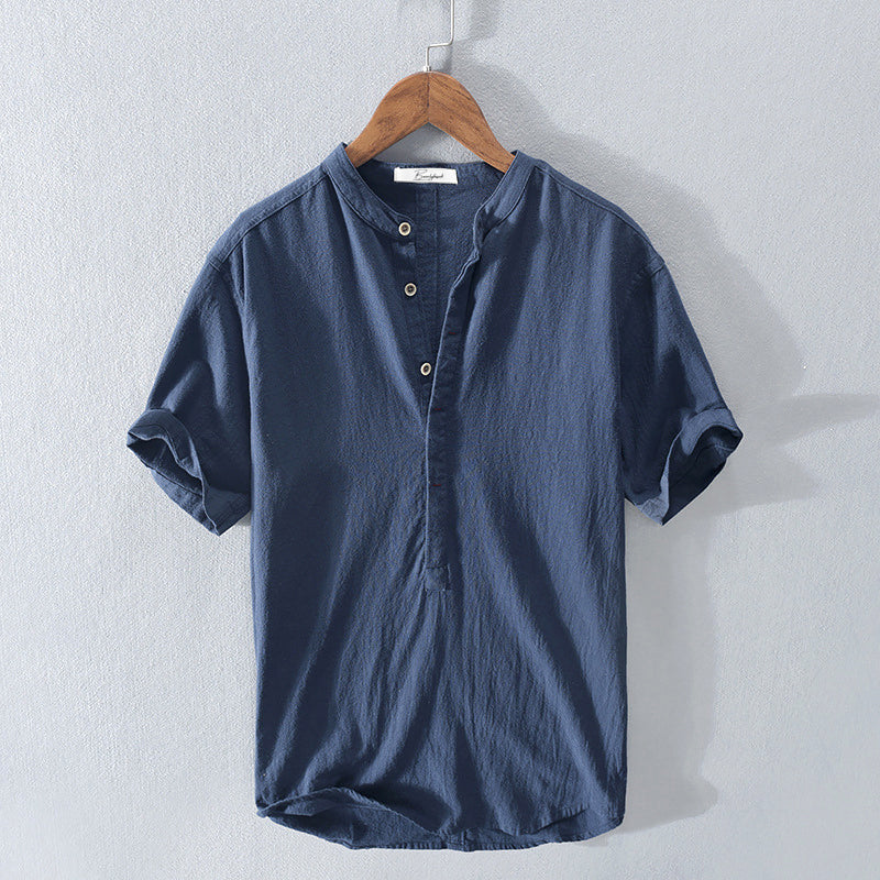 Marcel Stand-Up Collar Shirt Dark Blue