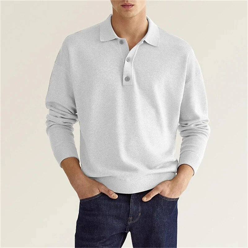 Elias Long Sleeve Polo Tee White