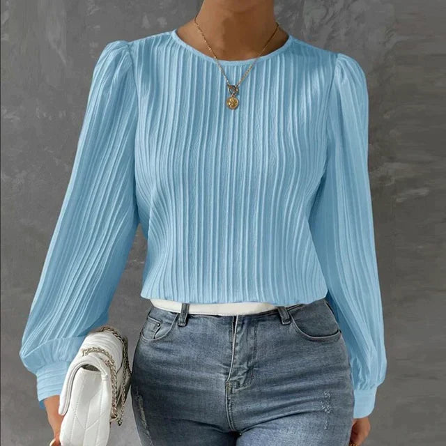 Textured Carina Blouse Light Blue