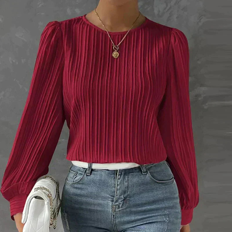 Textured Carina Blouse Red
