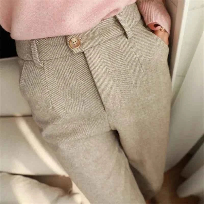Halley High Waisted Formal Tweed Trousers