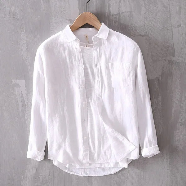 Ralf Button-Down Collar Long-Sleeve Shirt White