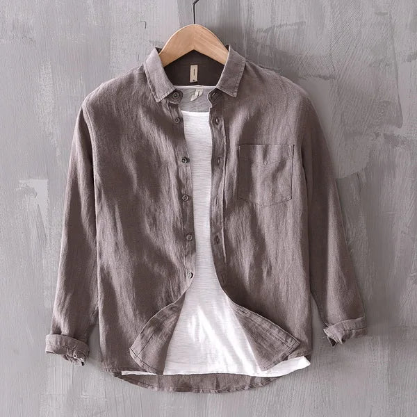 Ralf Button-Down Collar Long-Sleeve Shirt Gray