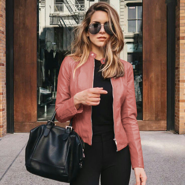 Irmelin Leather Biker Jacket Light Pink