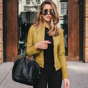 Irmelin Leather Biker Jacket Yellow