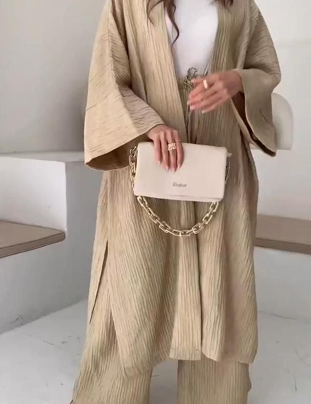 Lilly Cozy Cardigan and Trouser Set - Perfect for Comfort and Style Khaki