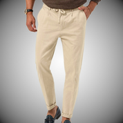 Simon - Versatile Summer Hybrid Trousers Beige
