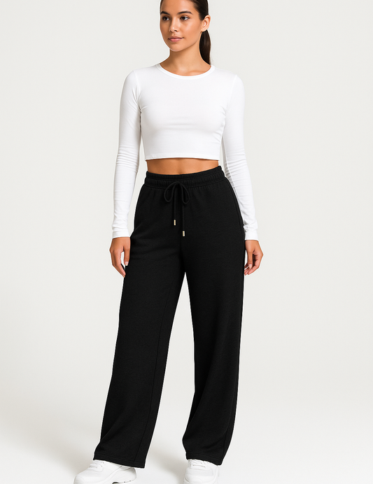 Juniper Relaxed Fit Wide Leg Joggers Black