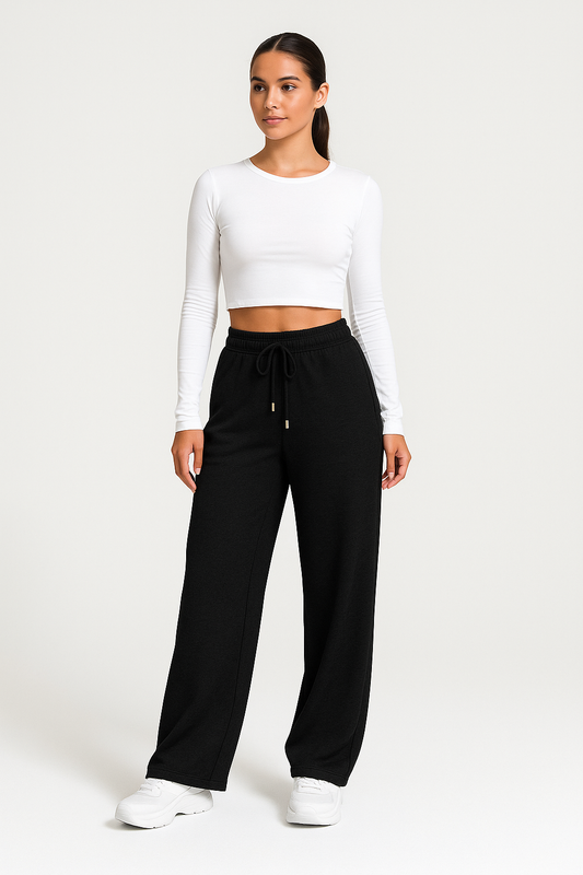 Juniper Relaxed Fit Wide Leg Joggers Black