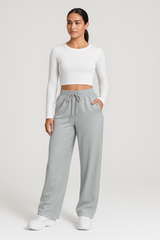 Juniper Relaxed Fit Wide Leg Joggers Silver