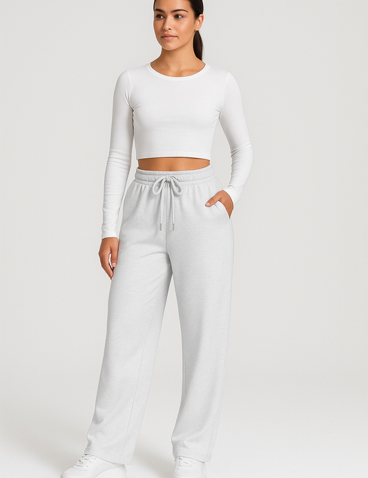 Juniper Relaxed Fit Wide Leg Joggers White
