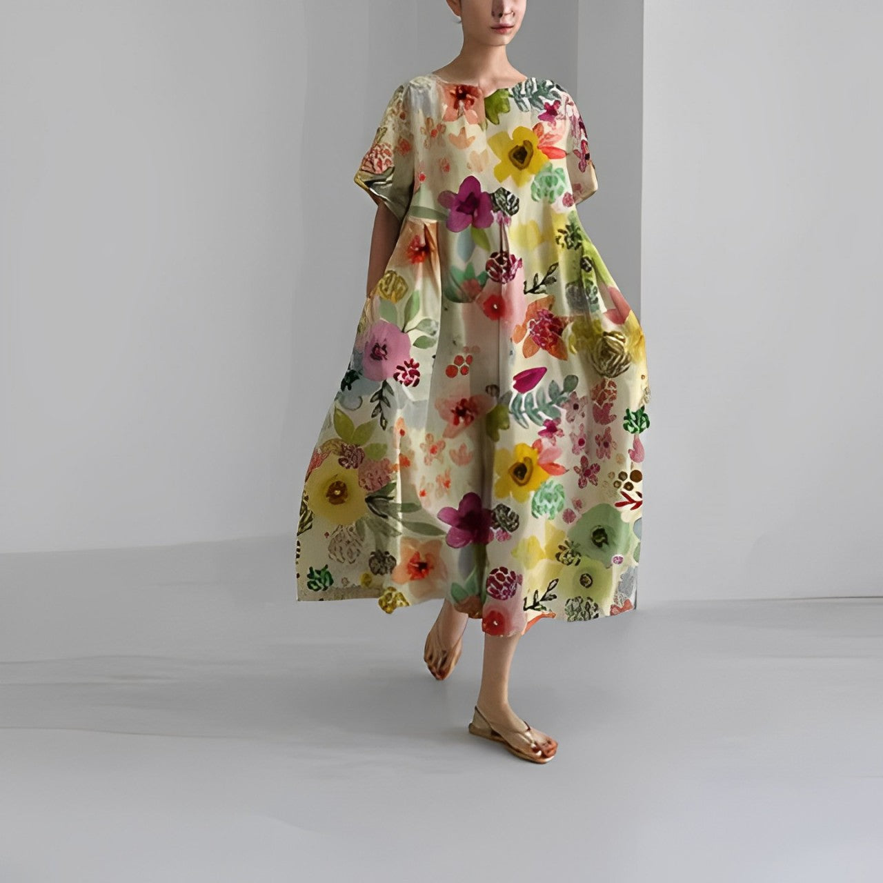 Rosa - Bohemian Floral Maxi Dress - Flowy Style LX-45