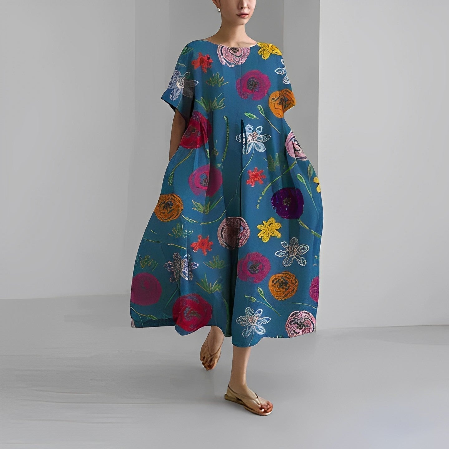 Rosa - Bohemian Floral Maxi Dress - Flowy Style LX-47