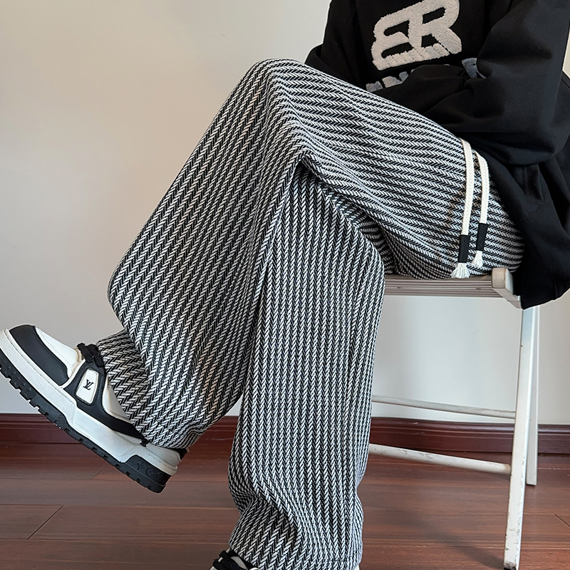 Herringbone Relaxed Sweatpants With Wide Leg Silhouette