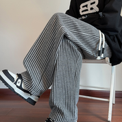 Herringbone Relaxed Sweatpants With Wide Leg Silhouette