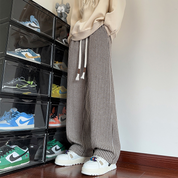 Herringbone Relaxed Sweatpants With Wide Leg Silhouette