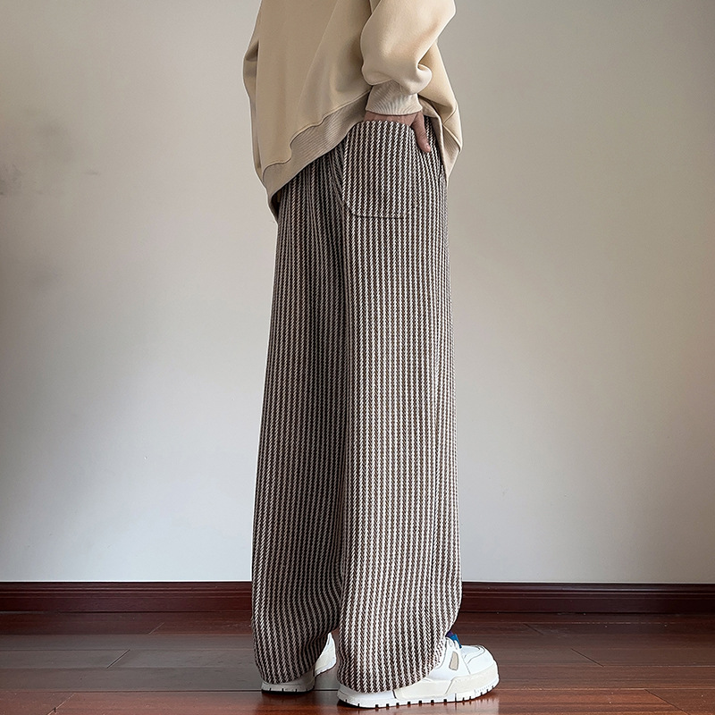 Herringbone Relaxed Sweatpants With Wide Leg Silhouette