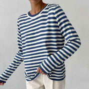 Striped Sweater Dagmar - Chic and Comfortable Knitwear Azure blue